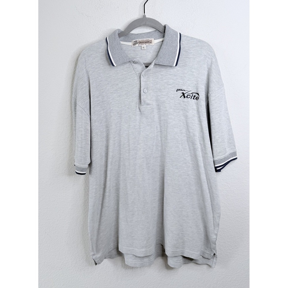 AKWA Polo Shirt Men's XL Gray Embroidered Logo Golf Preppy Athleisure USA Made